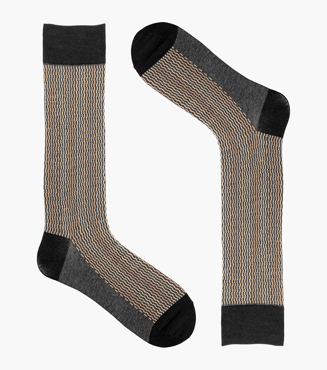Stacy Adams Offset Lines Men's Crew Dress Socks Men’s Socks - Gray Multi