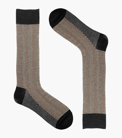 Stacy Adams Offset Lines Men's Crew Dress Socks Men’s Socks - Gray Multi