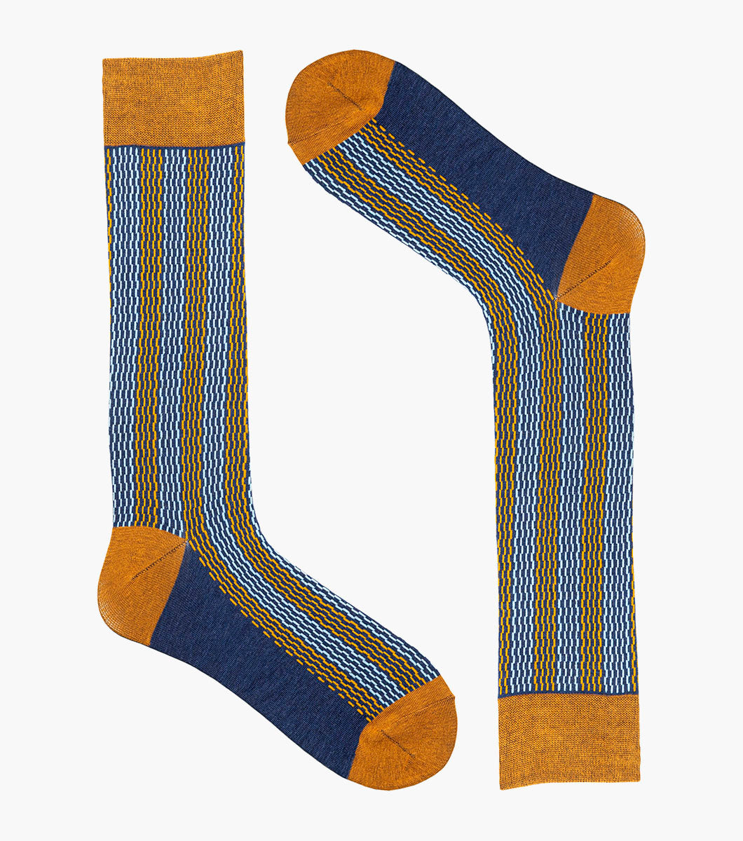 Stacy Adams Offset Lines Men's Crew Dress Socks Men’s Socks - Blue Multi