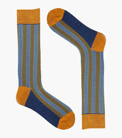 Stacy Adams Offset Lines Men's Crew Dress Socks Men’s Socks - Blue Multi