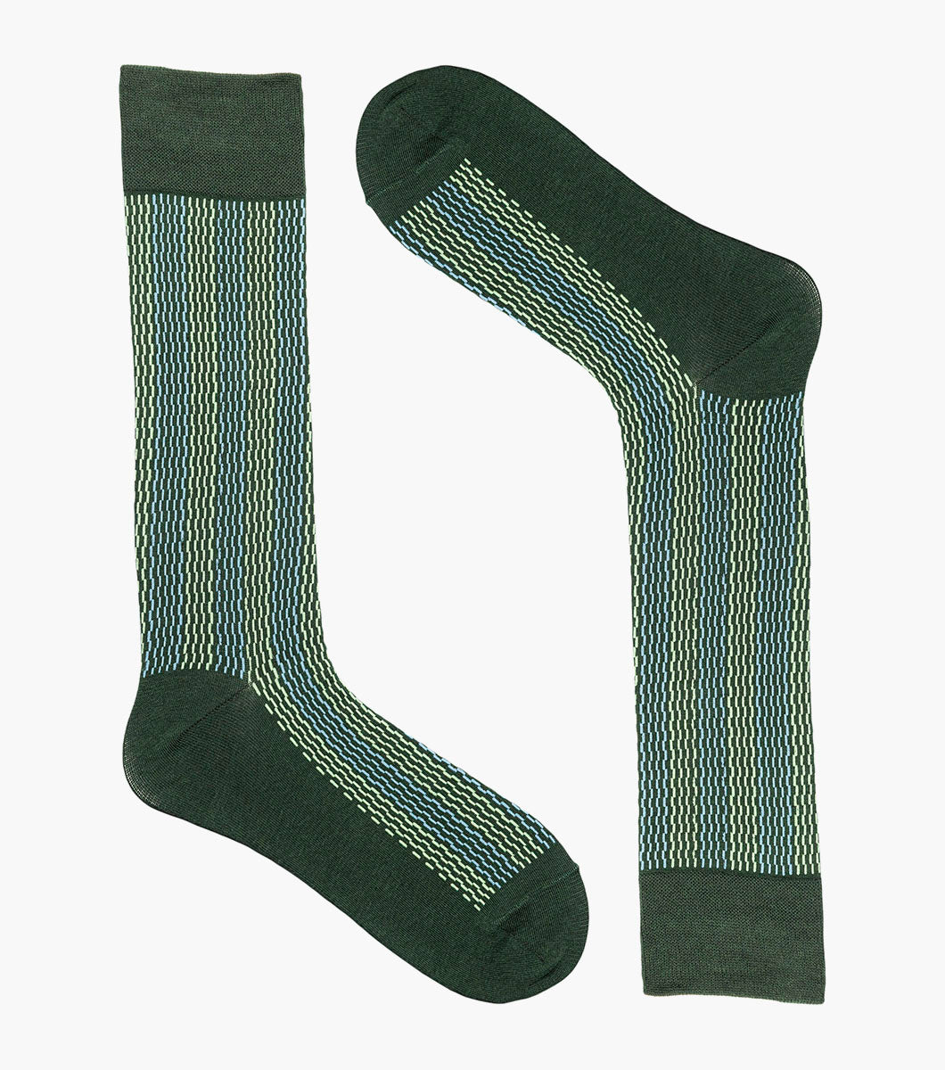 Stacy Adams Offset Lines Men's Crew Dress Socks Men’s Socks - Green Multi