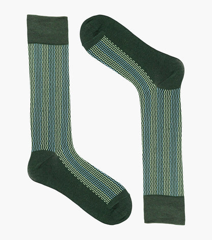 Stacy Adams Offset Lines Men's Crew Dress Socks Men’s Socks - Green Multi