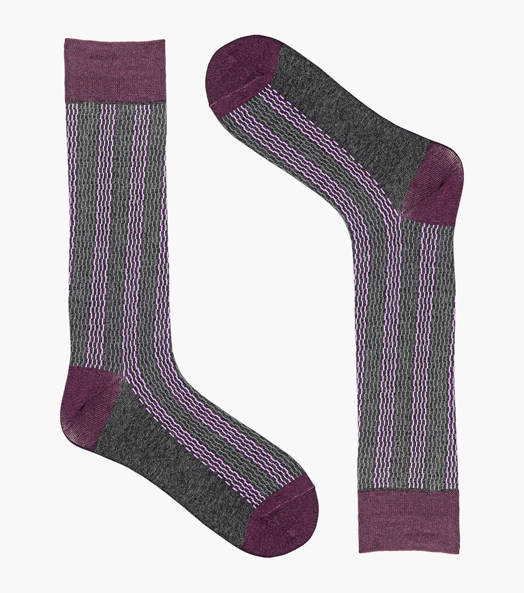 Stacy Adams Offset Lines Men's Crew Dress Socks Men’s Socks - Purple Multi