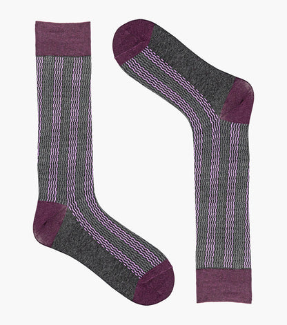 Stacy Adams Offset Lines Men's Crew Dress Socks Men’s Socks - Purple Multi