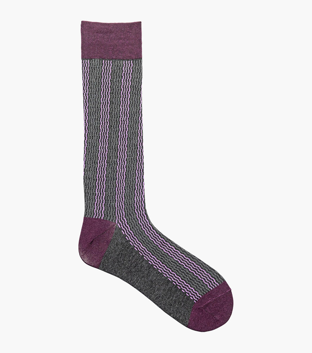 Stacy Adams Offset Lines Men's Crew Dress Socks Men’s Socks - Purple Multi