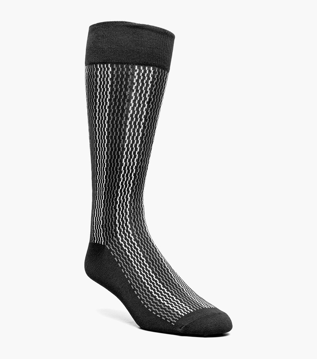 Stacy Adams Offset Lines Men's Crew Dress Socks Men’s Socks - Black Multi