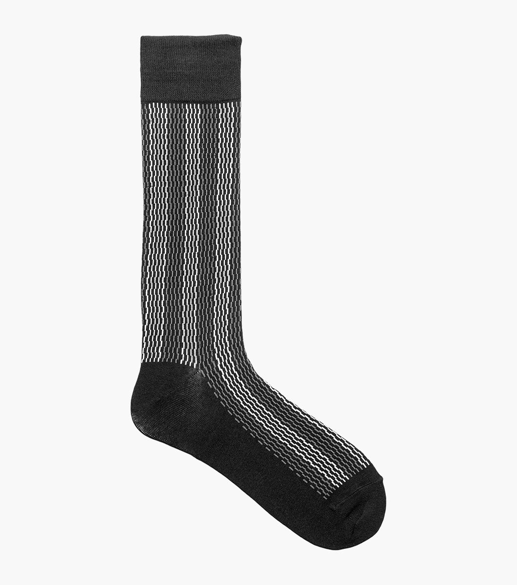 Stacy Adams Offset Lines Men's Crew Dress Socks Men’s Socks - Black Multi
