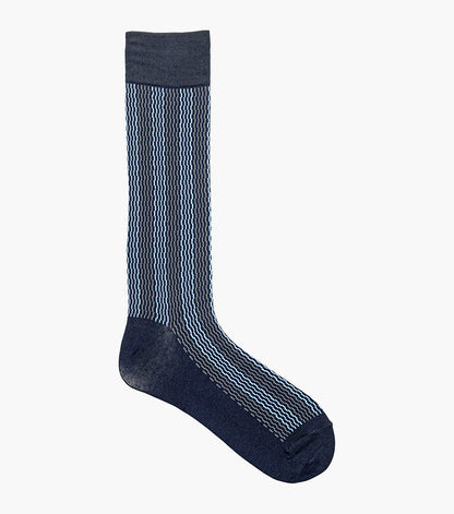 Stacy Adams Offset Lines Men's Crew Dress Socks Men’s Socks - Navy Multi