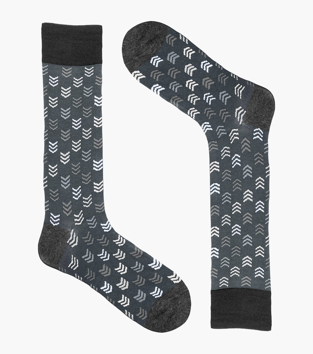Stacy Adams Mini Chevron Men's Crew Dress Socks Men’s Socks - Dark Gray