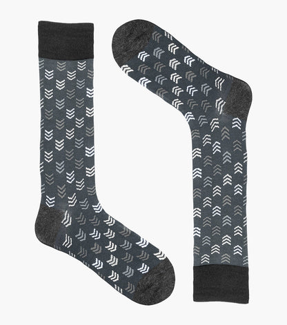 Stacy Adams Mini Chevron Men's Crew Dress Socks Men’s Socks - Dark Gray
