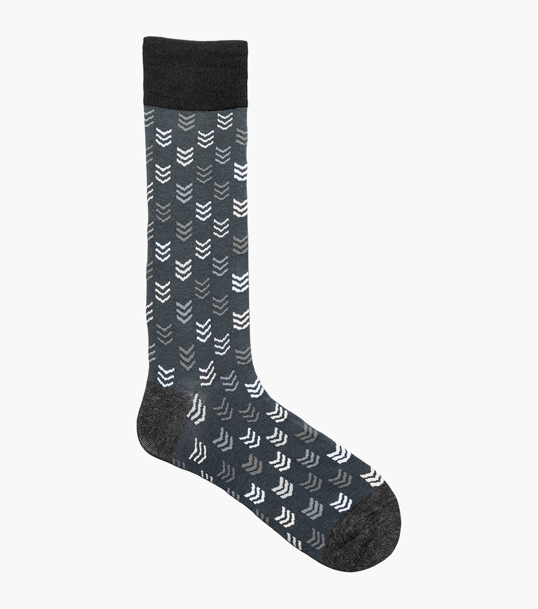 Stacy Adams Mini Chevron Men's Crew Dress Socks Men’s Socks - Dark Gray