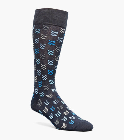 Stacy Adams Mini Chevron Men's Crew Dress Socks Men’s Socks - Navy