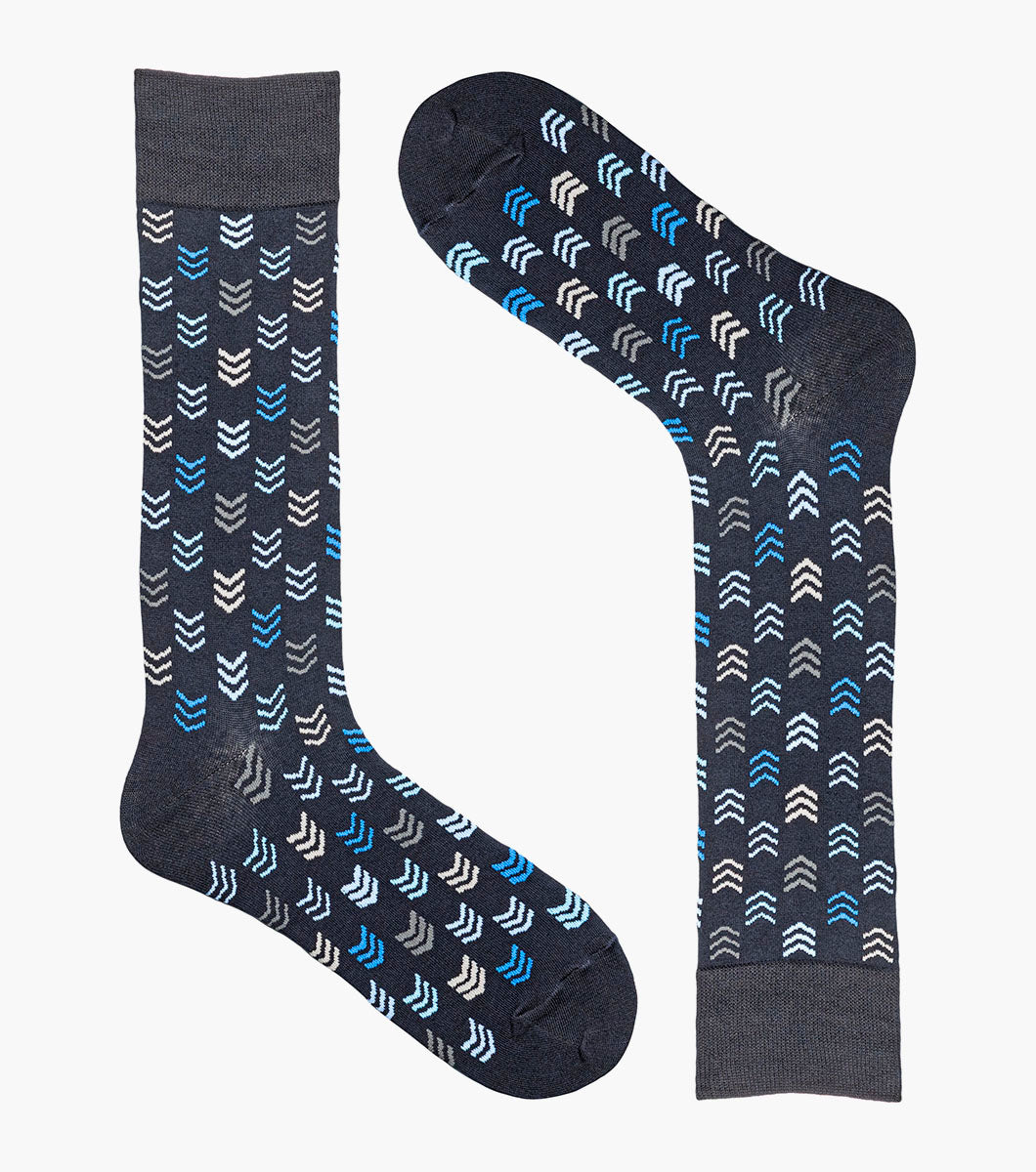 Stacy Adams Mini Chevron Men's Crew Dress Socks Men’s Socks - Navy