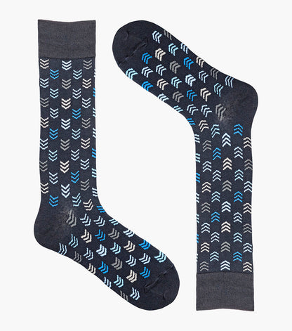 Stacy Adams Mini Chevron Men's Crew Dress Socks Men’s Socks - Navy
