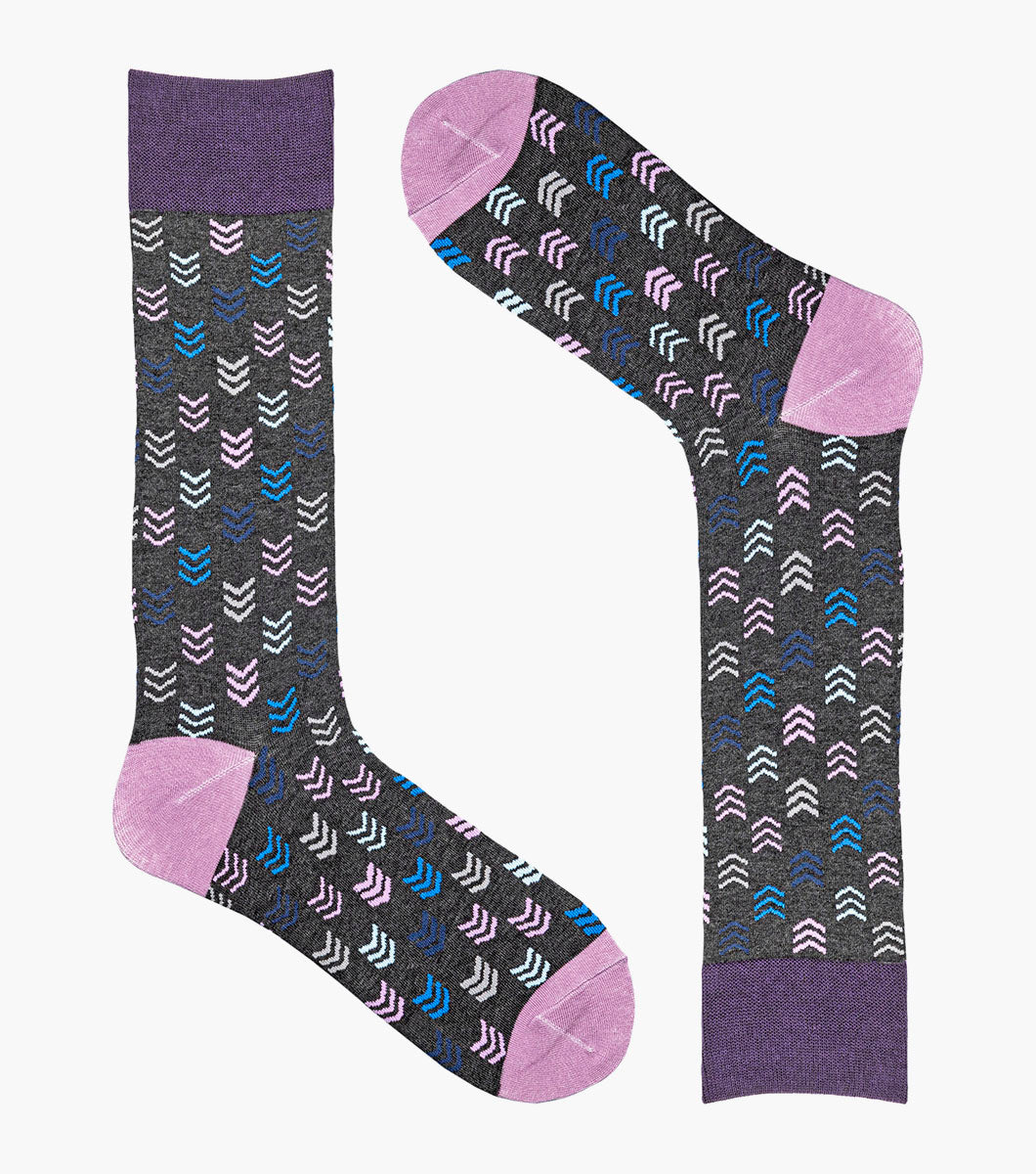 Stacy Adams Mini Chevron Men's Crew Dress Socks Men’s Socks - Purple