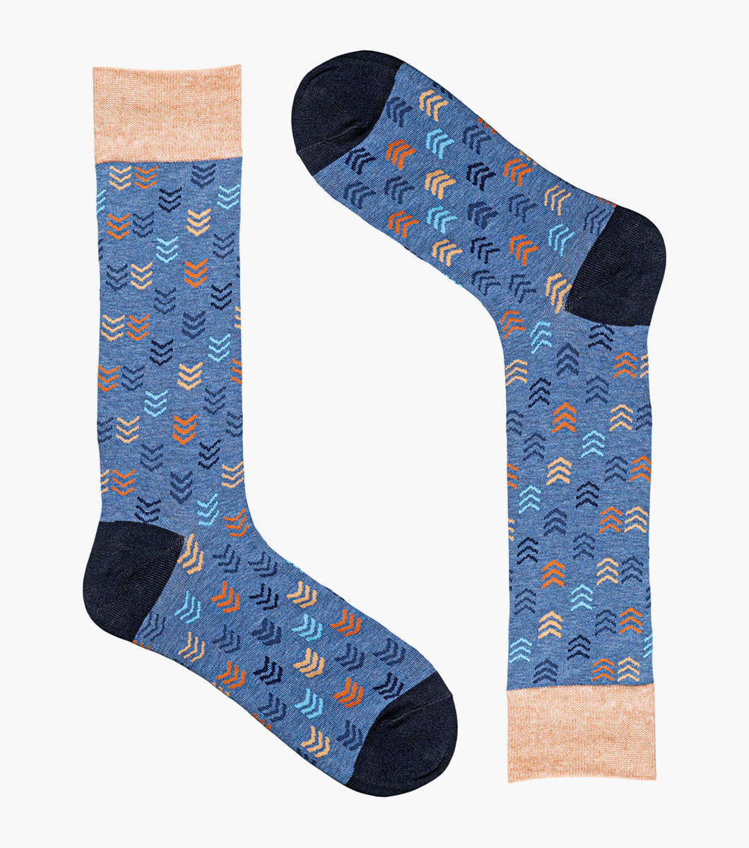 Stacy Adams Mini Chevron Men's Crew Dress Socks Men’s Socks - Blue Multi
