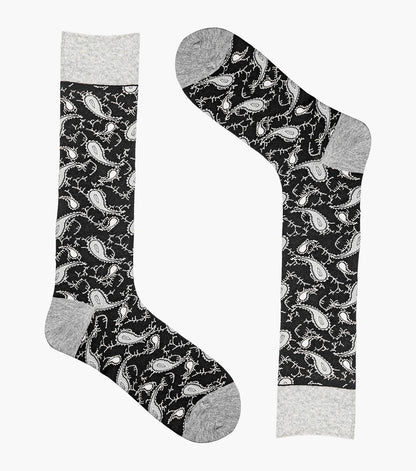 Stacy Adams Two Tone Paisley Men's Crew Dress Socks Men’s Socks - Black/Gray