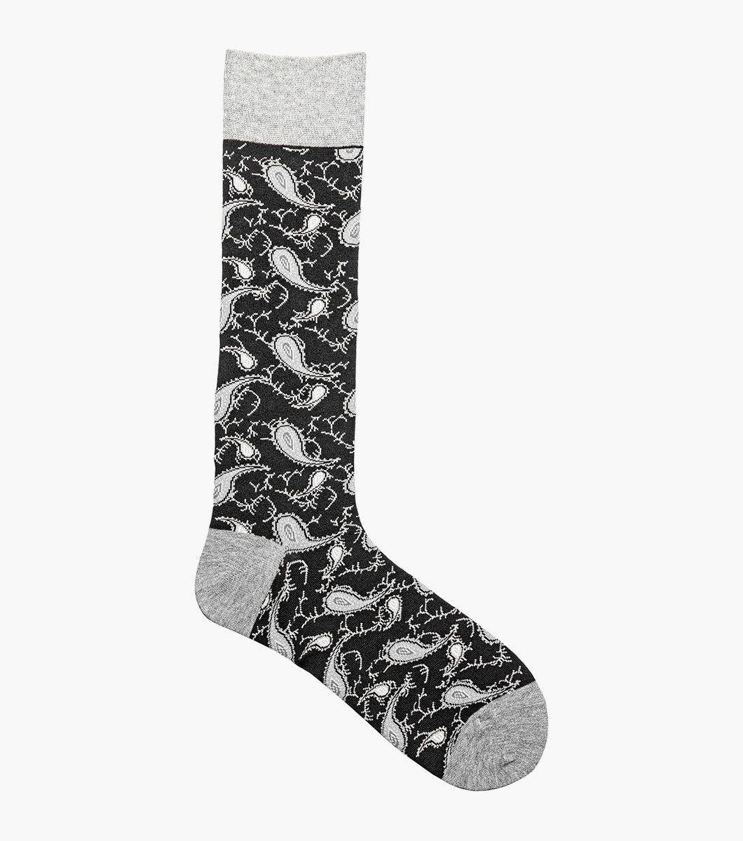 Stacy Adams Two Tone Paisley Men's Crew Dress Socks Men’s Socks - Black/Gray
