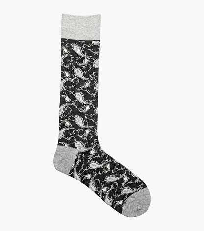 Stacy Adams Two Tone Paisley Men's Crew Dress Socks Men’s Socks - Black/Gray