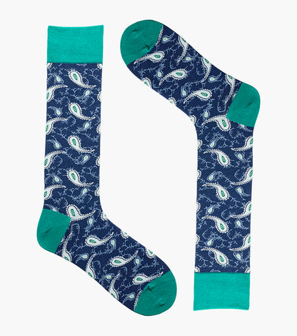 Stacy Adams Two Tone Paisley Men's Crew Dress Socks Men’s Socks - Aqua Multi