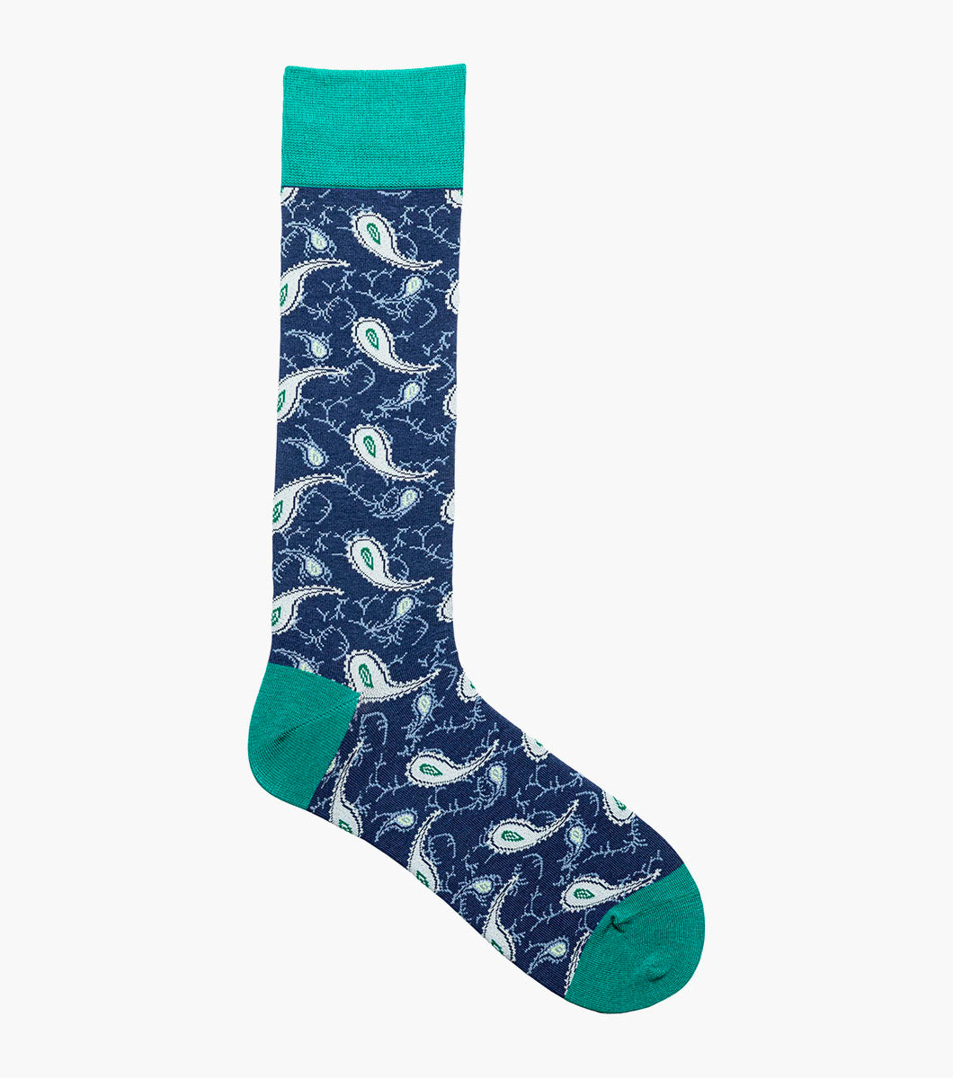 Stacy Adams Two Tone Paisley Men's Crew Dress Socks Men’s Socks - Aqua Multi