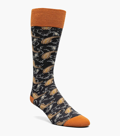Stacy Adams Two Tone Paisley Men's Crew Dress Socks Men’s Socks - Black Multi