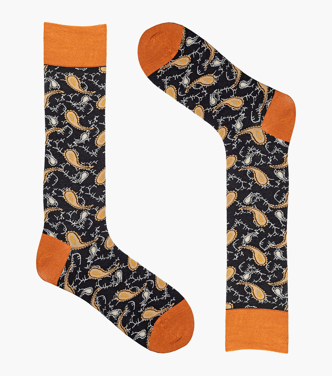 Stacy Adams Two Tone Paisley Men's Crew Dress Socks Men’s Socks - Black Multi