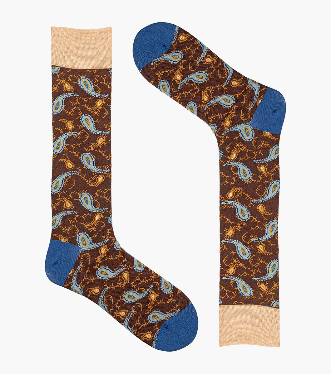 Stacy Adams Two Tone Paisley Men's Crew Dress Socks Men’s Socks - Brown Multi