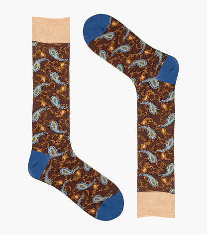 Stacy Adams Two Tone Paisley Men's Crew Dress Socks Men’s Socks - Brown Multi