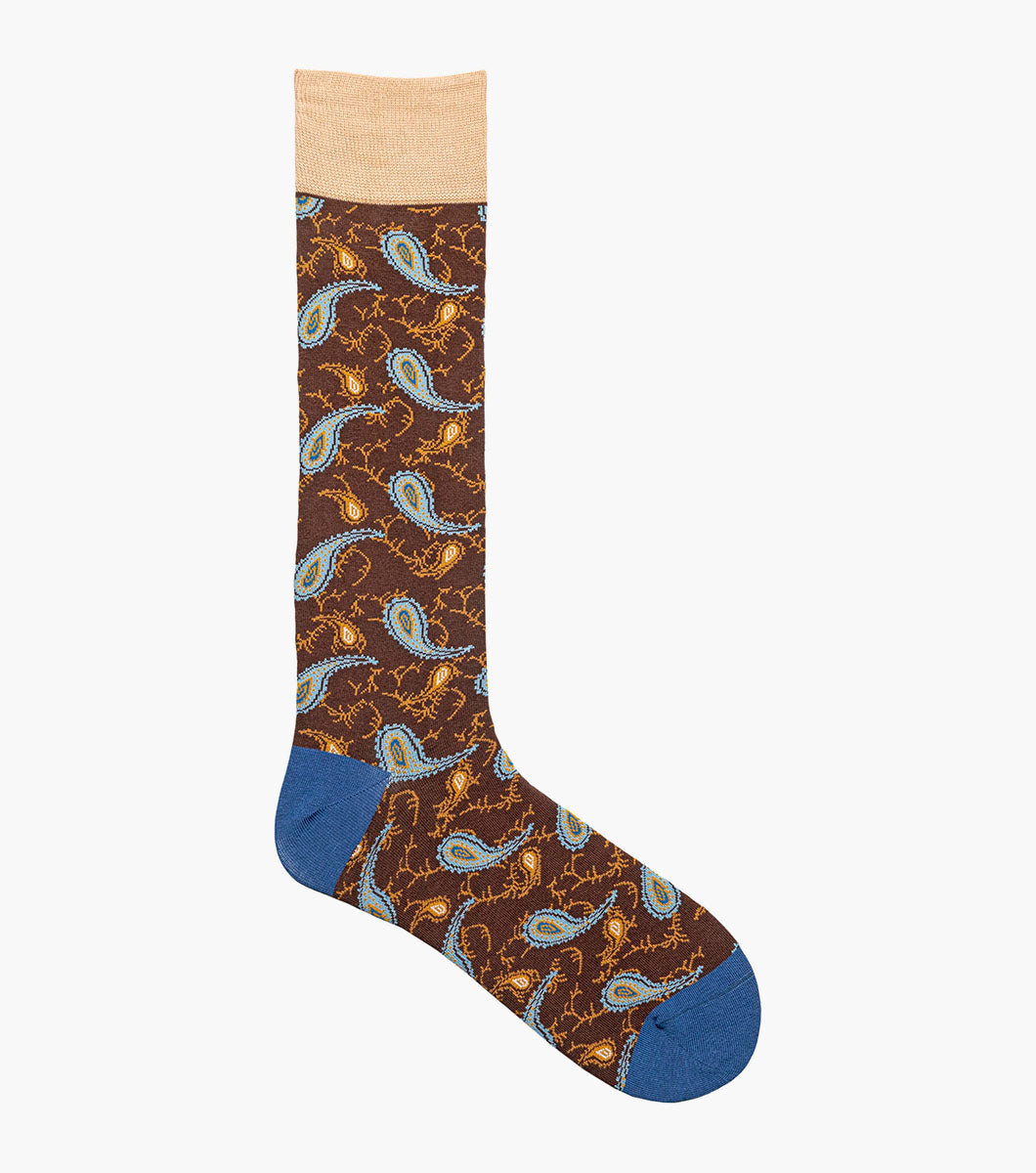 Stacy Adams Two Tone Paisley Men's Crew Dress Socks Men’s Socks - Brown Multi