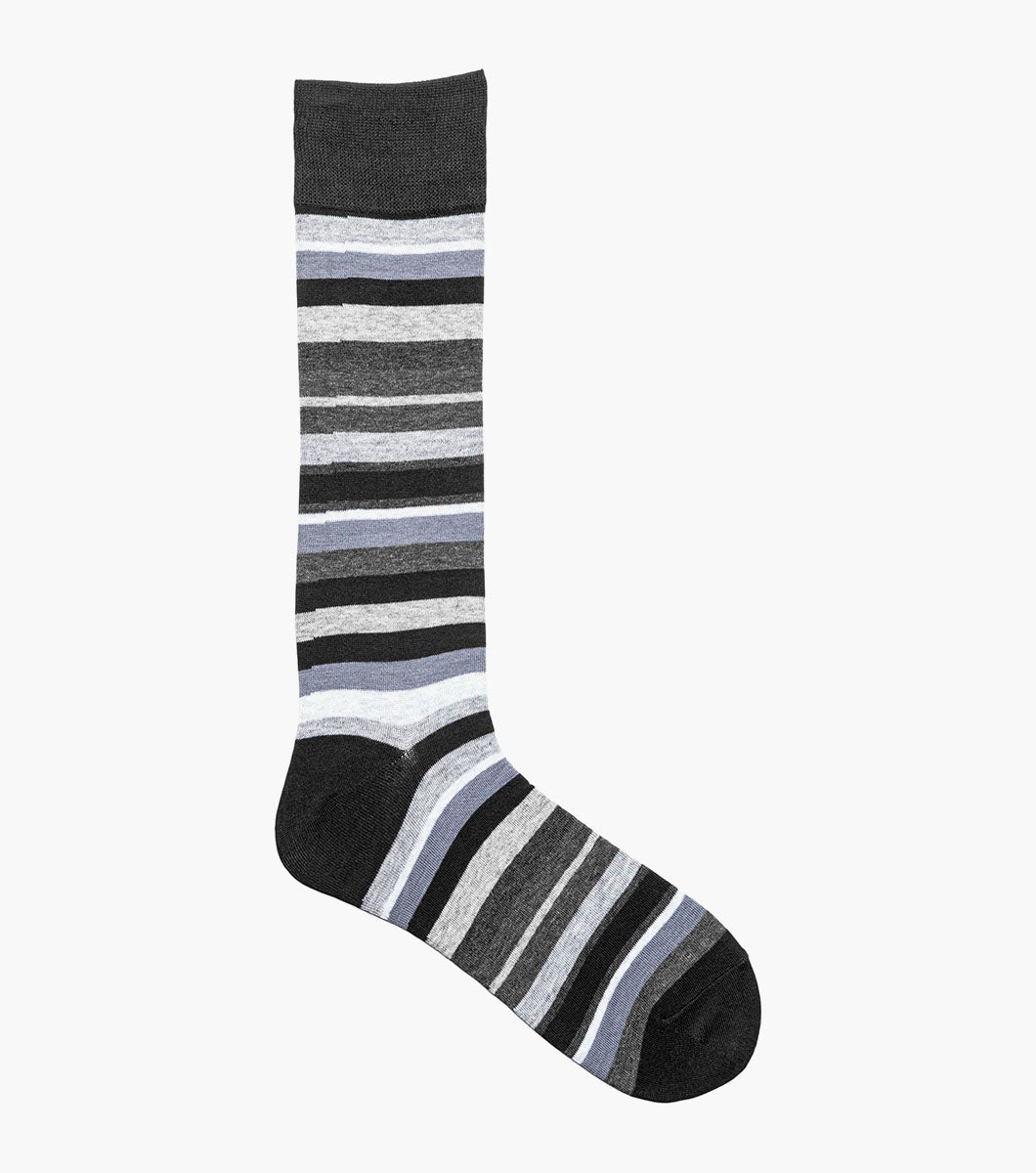 Stacy Adams Assorted Stripe Men's Crew Dress Socks Men’s Socks - Black/Gray