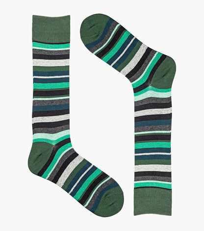 Stacy Adams Assorted Stripe Men's Crew Dress Socks Men’s Socks - Green Multi