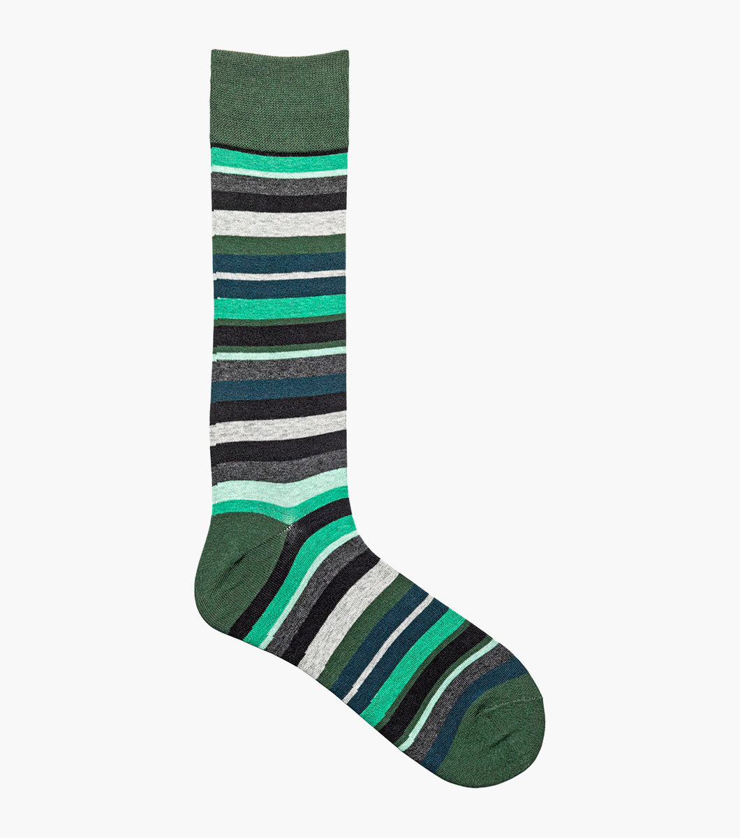 Stacy Adams Assorted Stripe Men's Crew Dress Socks Men’s Socks - Green Multi