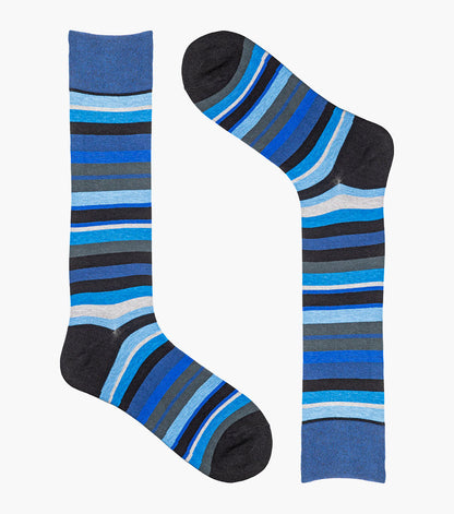 Stacy Adams Assorted Stripe Men's Crew Dress Socks Men’s Socks - Blue Multi