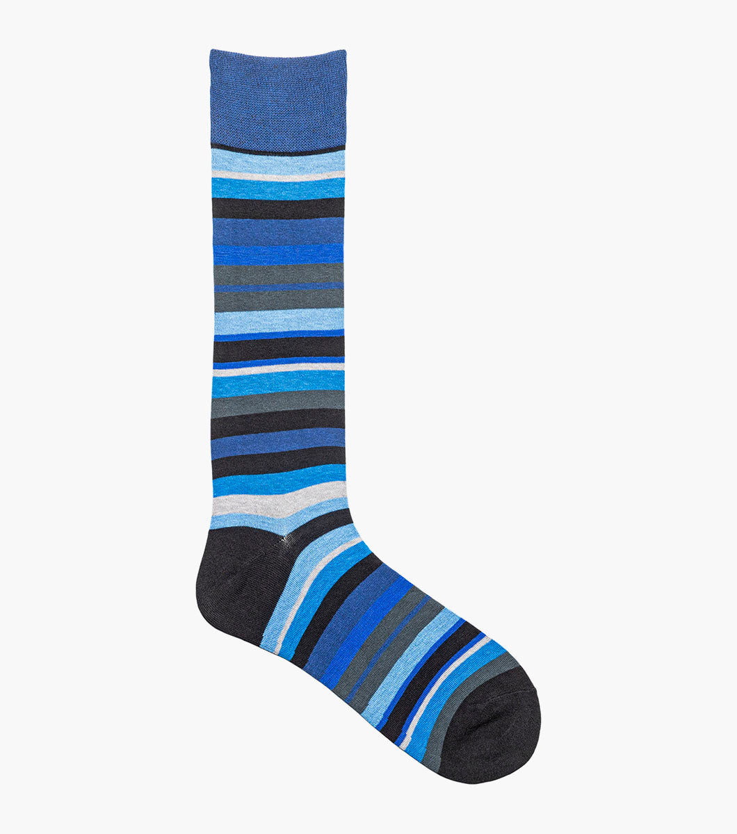 Stacy Adams Assorted Stripe Men's Crew Dress Socks Men’s Socks - Blue Multi