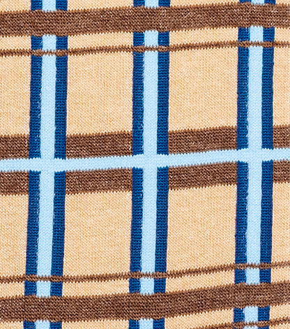 Stacy Adams Geometric Lines Men's Crew Dress Socks Men’s Socks - Tan Multi