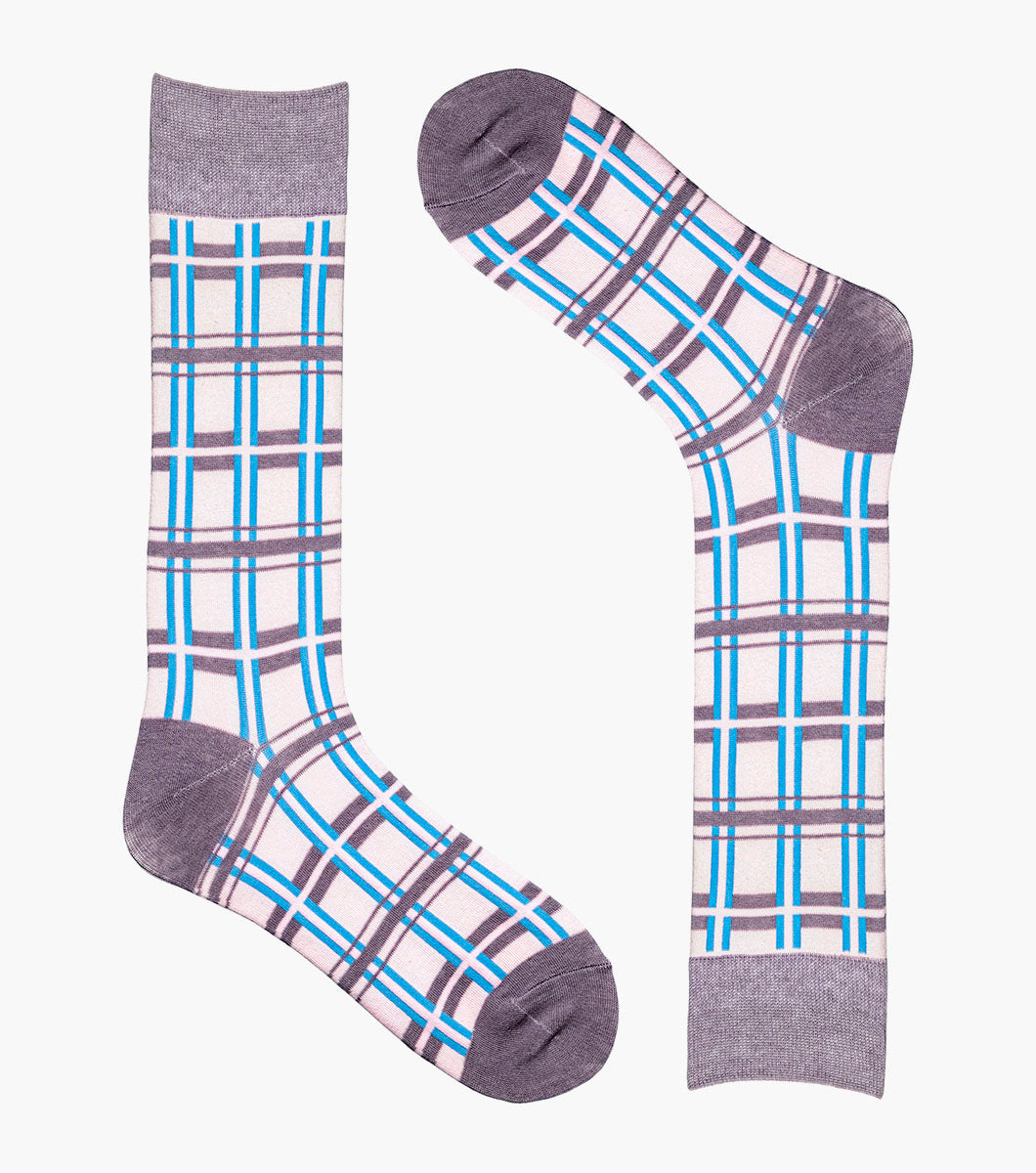 Stacy Adams Geometric Lines Men's Crew Dress Socks Men’s Socks - Pink Multi