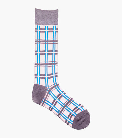 Stacy Adams Geometric Lines Men's Crew Dress Socks Men’s Socks - Pink Multi