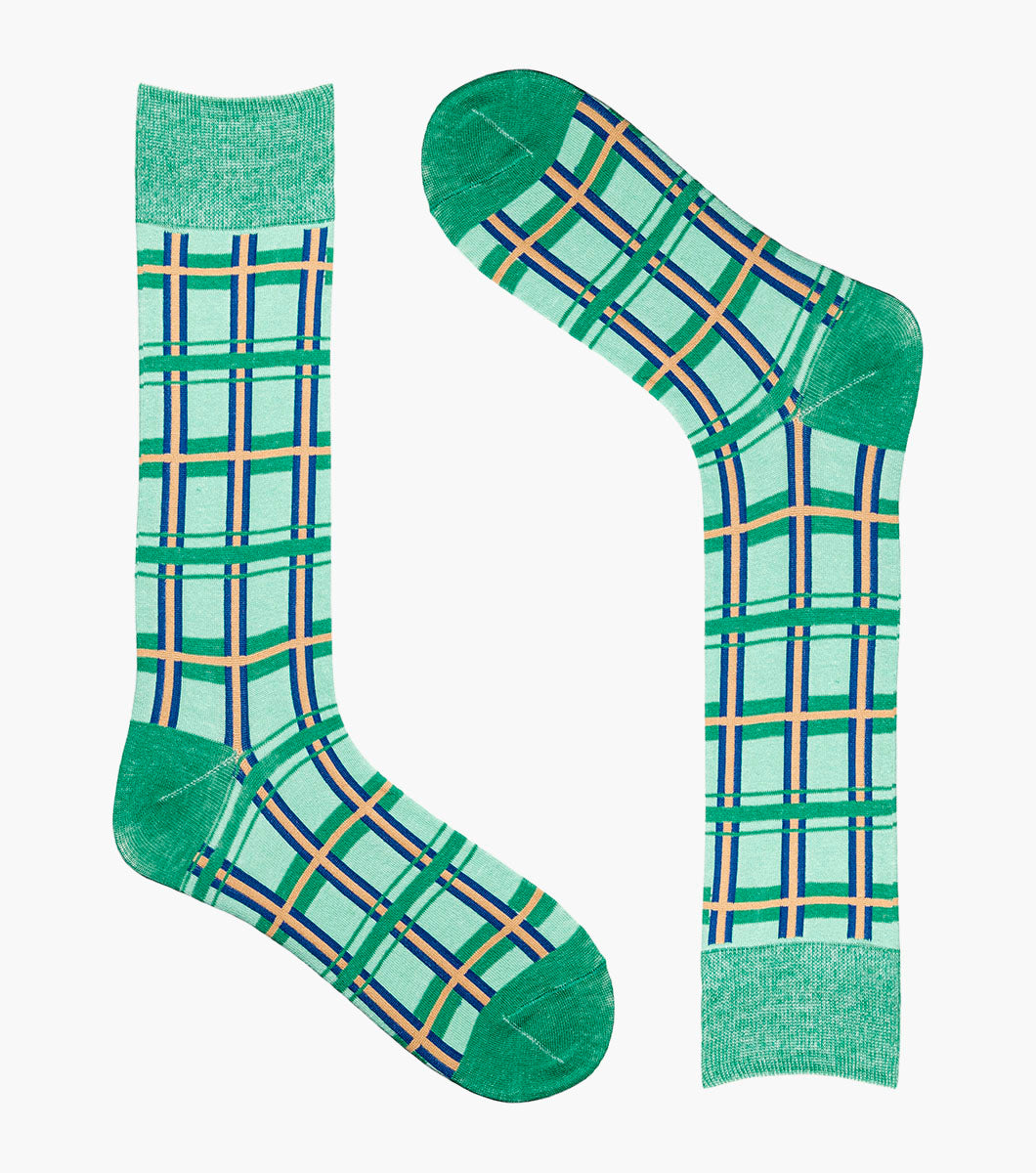 Stacy Adams Geometric Lines Men's Crew Dress Socks Men’s Socks - Green Multi