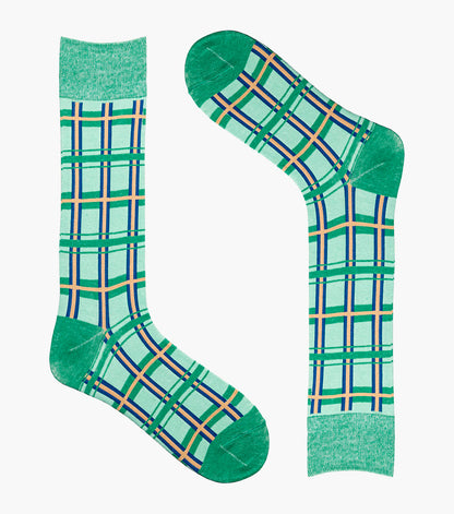 Stacy Adams Geometric Lines Men's Crew Dress Socks Men’s Socks - Green Multi