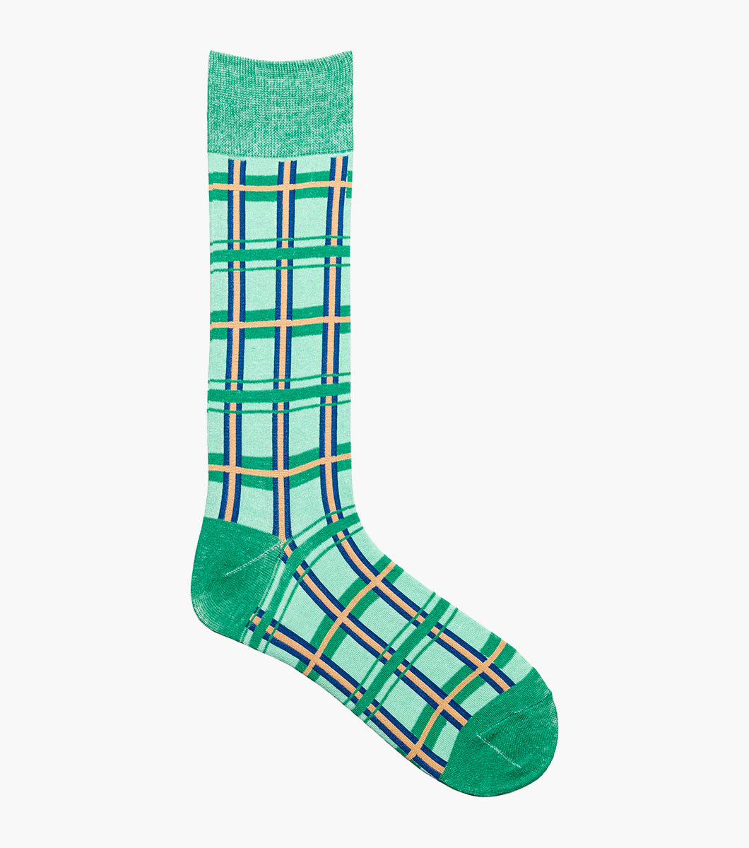 Stacy Adams Geometric Lines Men's Crew Dress Socks Men’s Socks - Green Multi