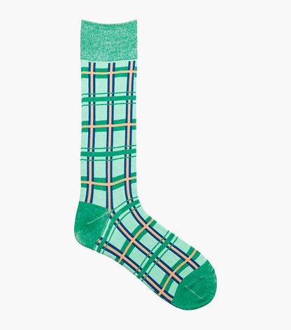 Stacy Adams Geometric Lines Men's Crew Dress Socks Men’s Socks - Green Multi