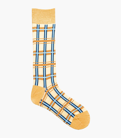 Stacy Adams Geometric Lines Men's Crew Dress Socks Men’s Socks - Yellow Multi