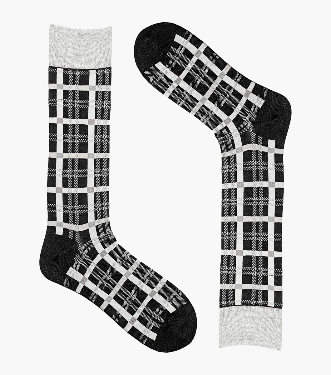 Stacy Adams Colorful Rectangles Men's Crew Dress Socks Men’s Socks - Black