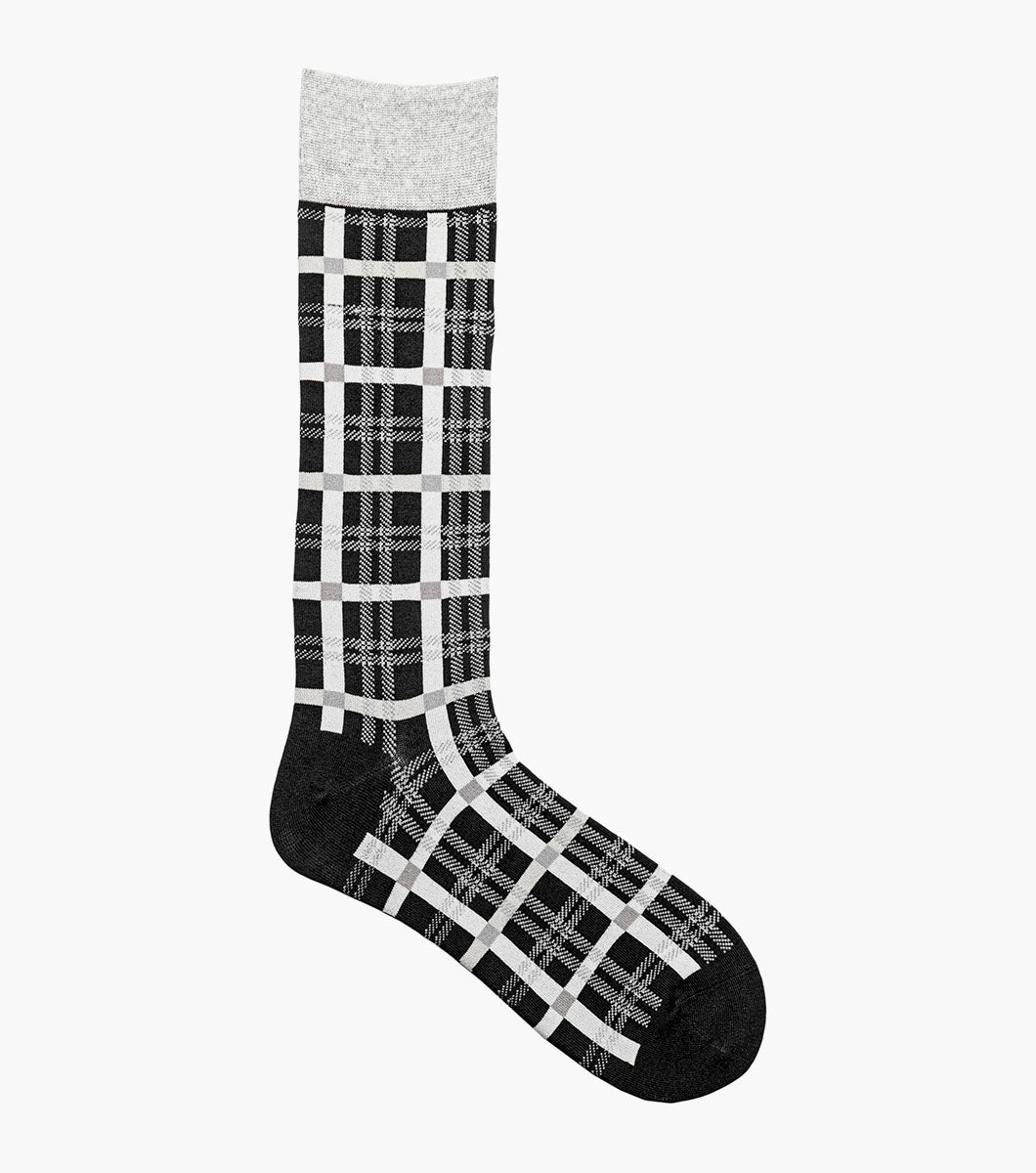 Stacy Adams Colorful Rectangles Men's Crew Dress Socks Men’s Socks - Black