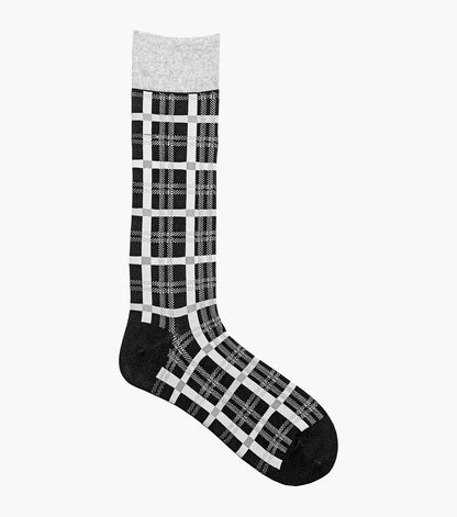 Stacy Adams Colorful Rectangles Men's Crew Dress Socks Men’s Socks - Black