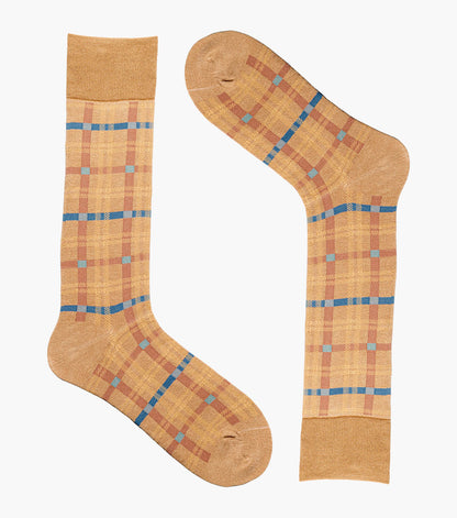 Stacy Adams Colorful Rectangles Men's Crew Dress Socks Men’s Socks - Tan