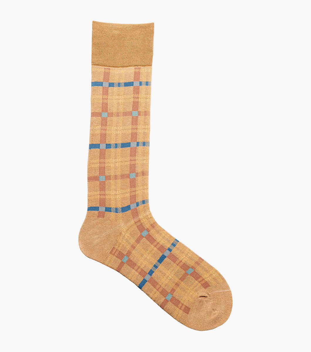 Stacy Adams Colorful Rectangles Men's Crew Dress Socks Men’s Socks - Tan