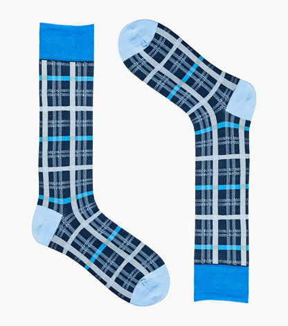 Stacy Adams Colorful Rectangles Men's Crew Dress Socks Men’s Socks - Blue Multi