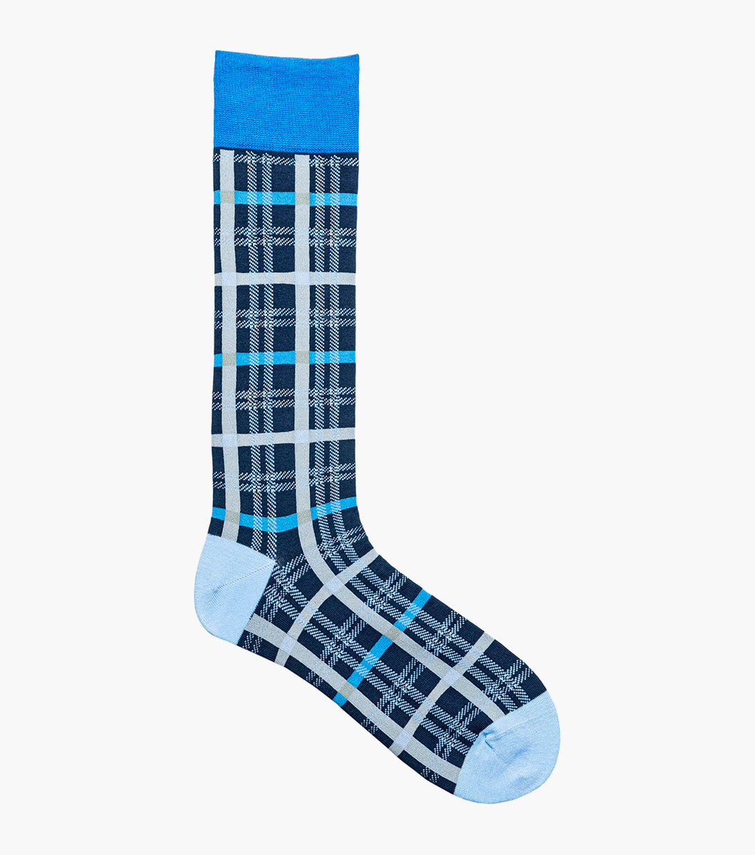 Stacy Adams Colorful Rectangles Men's Crew Dress Socks Men’s Socks - Blue Multi